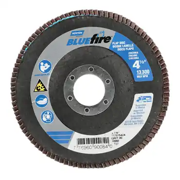 Norton 77696090084 BlueFire Zirconia Alumina Coarse Grit Center Mount Fiberglass Flat Flap Disc