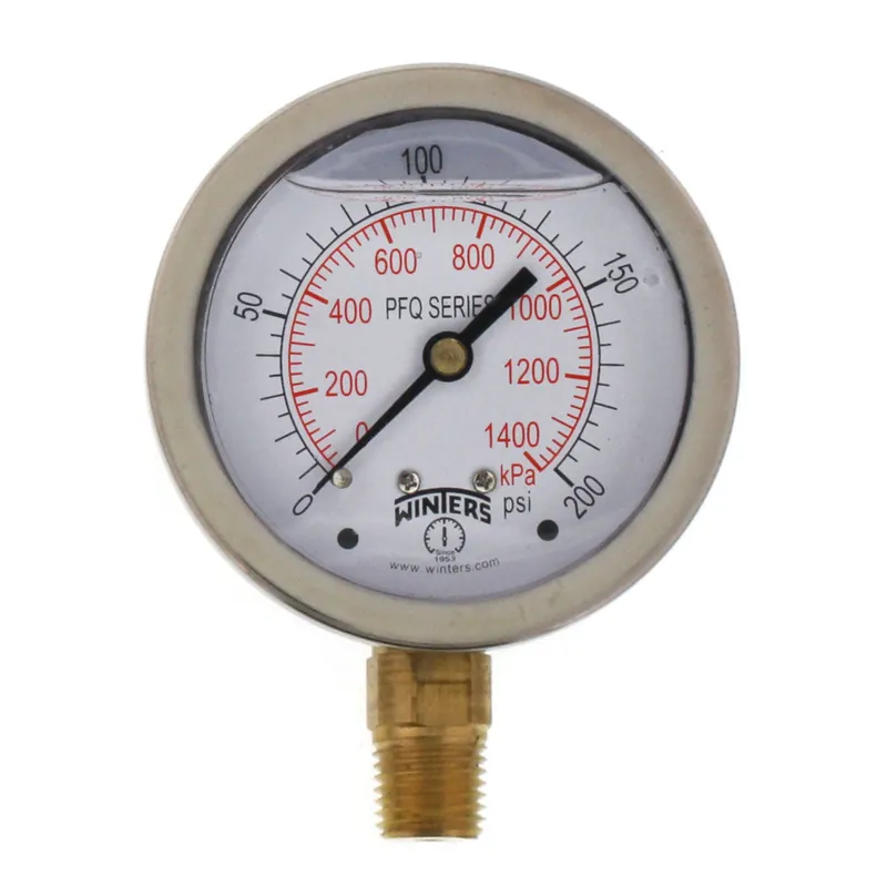 Winters Instruments PFQ806 2-1/2 Stainless Steel Liquid Filled Gauge 1/4 Bottom NPT w/ Brass Internals