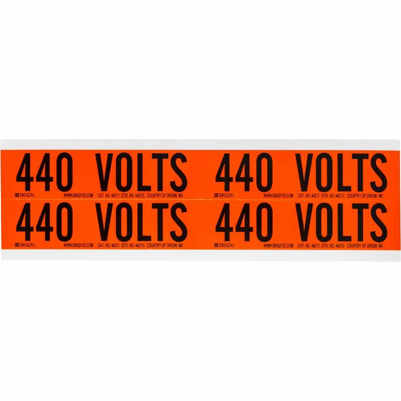 Brady 44213 440 Volts Label Card of 4 Labels