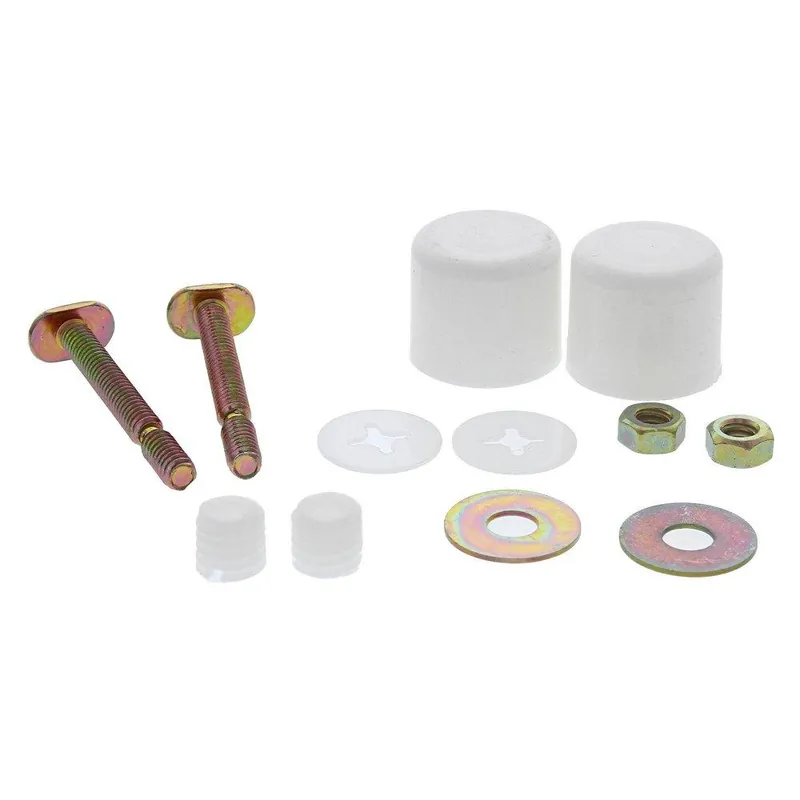 Jones Stephens C02151 White Toilet Bolt Caps with 1/4 in x 2-1/4 in Brass Break-Off Bolts