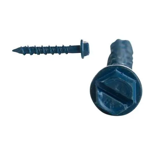 Minerallac 60328J Concrete Screw, 1/4 in Diameter, 1-1/4 in Overall Length, Hex Washer/Slotted Head Drive