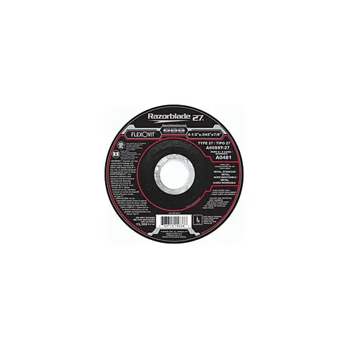 Flexovit A0481 Cut-Off Wheel - 4-1/2 in Wheel Dia., 0.045 in Wheel Thickness, 7/8 in Center Hole Diameter, 60 Grit