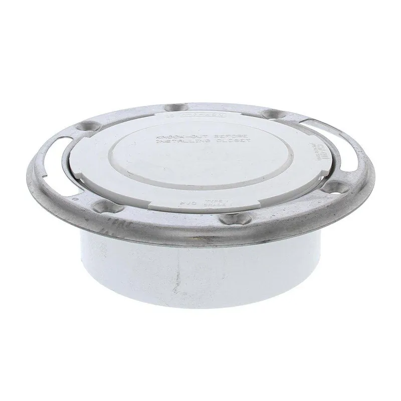 Jones Stephens C57040 4 PVC Closet Flange with Stainless Steel Ring and Knockout