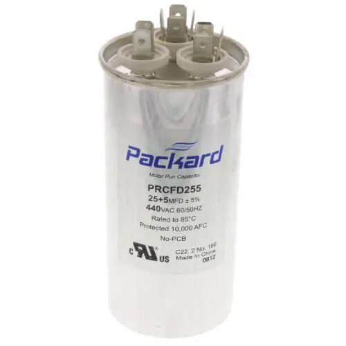 Packard PRCFD255 440V Round Dual Run Capacitor 25/5 MFD