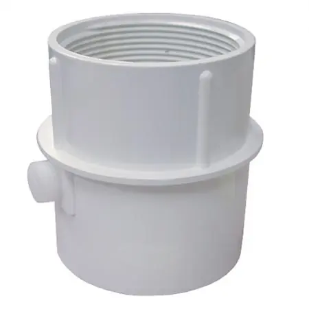 JONES STEPHENS CORP D52450 3X4 PVC PIPE FIT BASE W/3 THD & 1/2 PRIMER TAP M/C GRAY