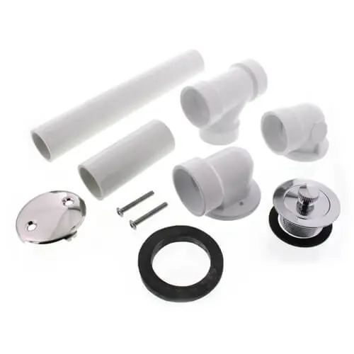 Jones Stephens B07130 Bath Waste Standard Full Kit - CP Lift & Turn Drain w/ 2 Hole Face Plate PVC