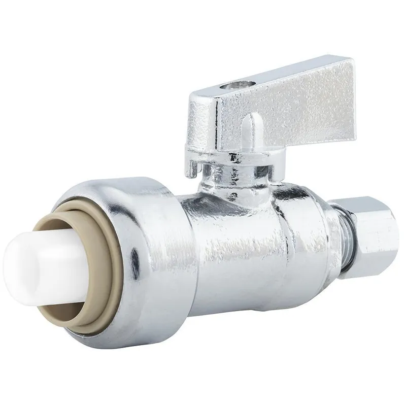 Jones Stephens C77476LF Plumbite 1/2 x 1/4 in. Push x Compression Straight Supply Stop Valve