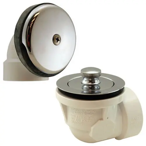 Jones Stephens B07050 Bath Waste Standard Half Kit - CP Brass Lift & Turn Drain w/ 1 Hole Face Plate PVC