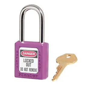 Master Lock 410KAPRP Safety Padlock Keyed Alike 1-1/2 Shackle Purple