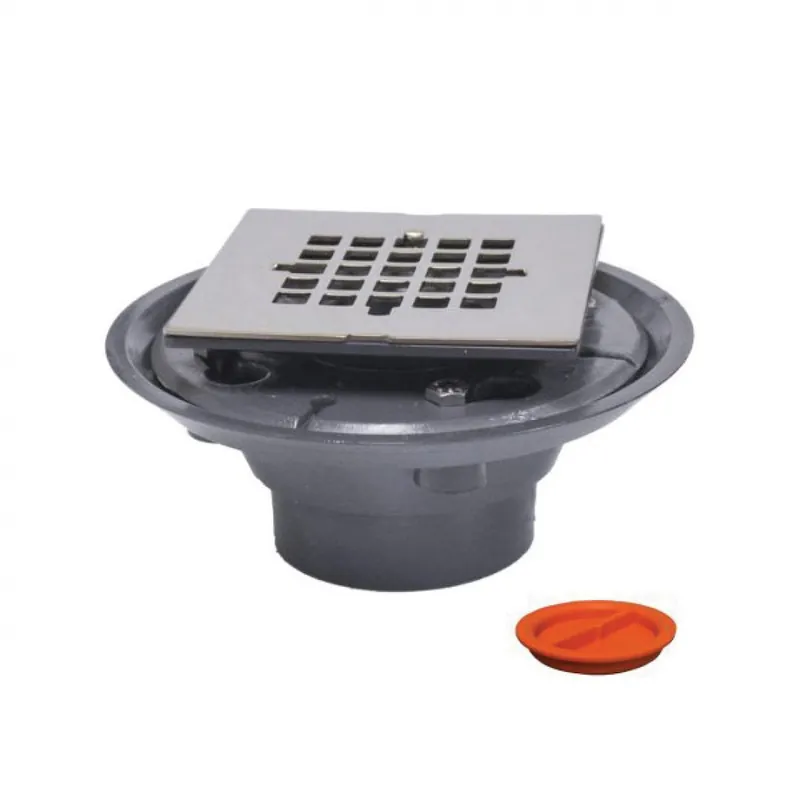 JONES STEPHENS CORP D5088BNTP 2X3 PVC SHR/FLR DRN W/2 SPUD & BN STAMPED SQ STR W/TEST PLUG