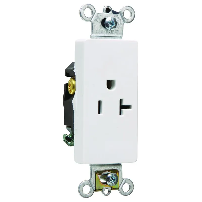 Pass & Seymour 26361W Decorator Heavy Duty Single Straight Blade Receptacle 125 VAC 20 A