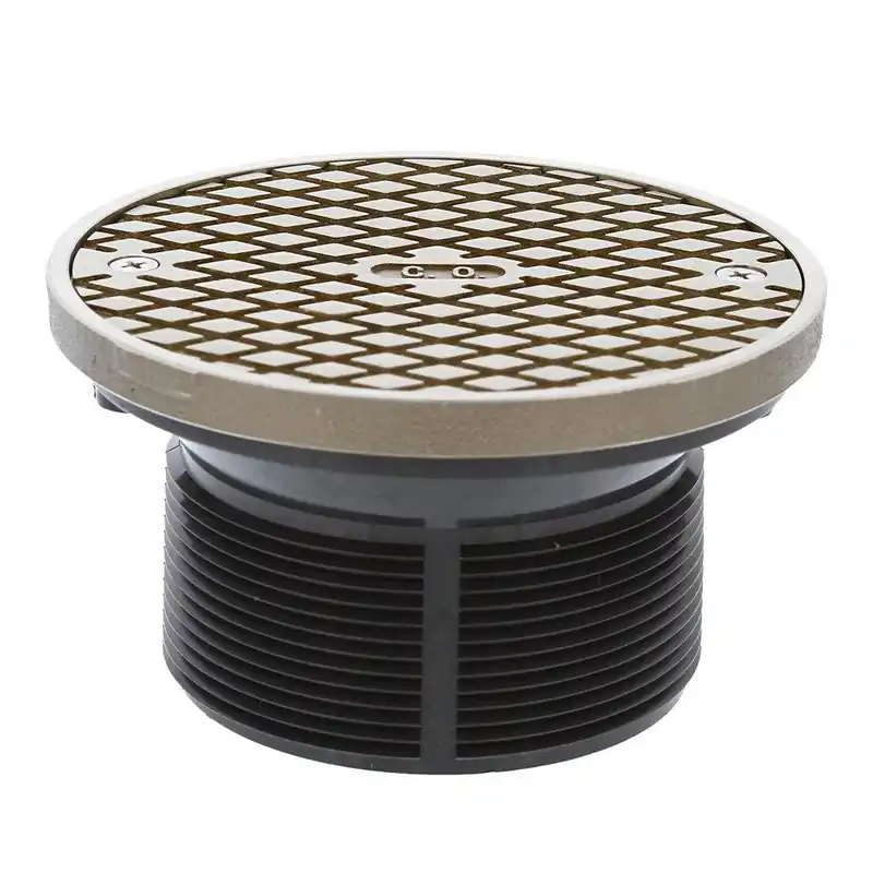 Jones Stephens D59946 3-1/2 in. PVC Cleanout Spud with 5 in. Nickel Bronze Cover with Ring