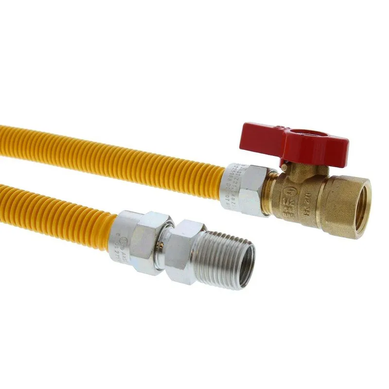 Jones Stephens G72300 1/2 x 12 in. MIPS Gas Connector with Fitting in Yellow