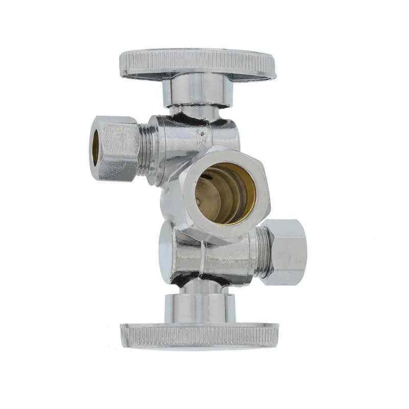 Jones Stephens S10405 5/8 x 3/8 x 3/8 in. OD Compression x OD Tube Oval Dual Supply Stop Valve