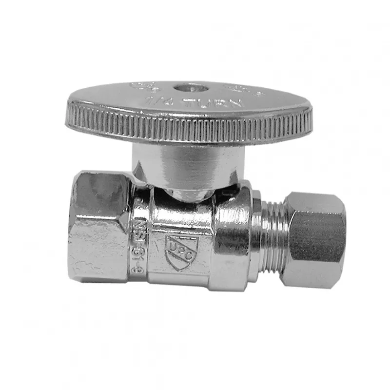 JONES STEPHENS CORP S10327 3/8FIP X3/8OD CHR STR 1/4TURN SPLY STOP - LEAD FREE