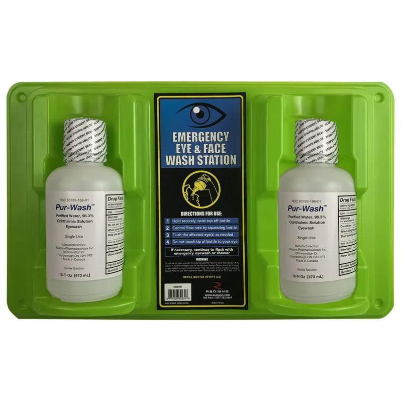 Radians REW16D Double Eyewash Station, Two 16oz Bottles, Wall Mount