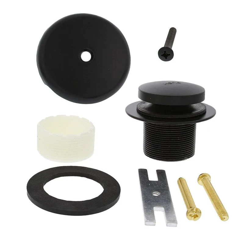 Jones Stephens B51038 Matte Black One-Hole Toe Touch Tub Drain Trim Kit Includes Two-Hole Conversion Bar