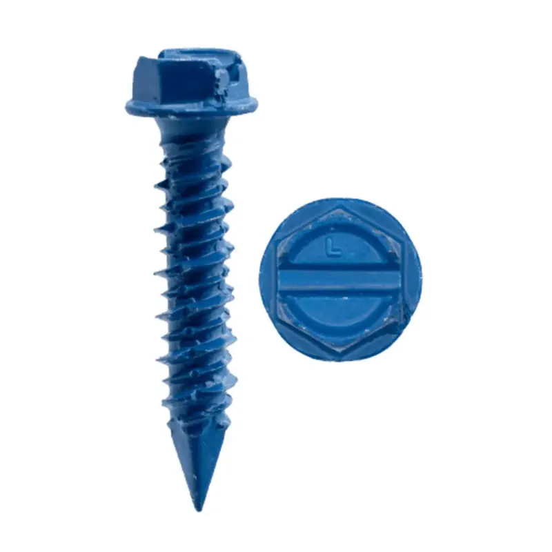 Minerallac 60328NDJ 1/4 x 1-3/4 Concrete Screw, Hex Washer Head, Slotted, Blue