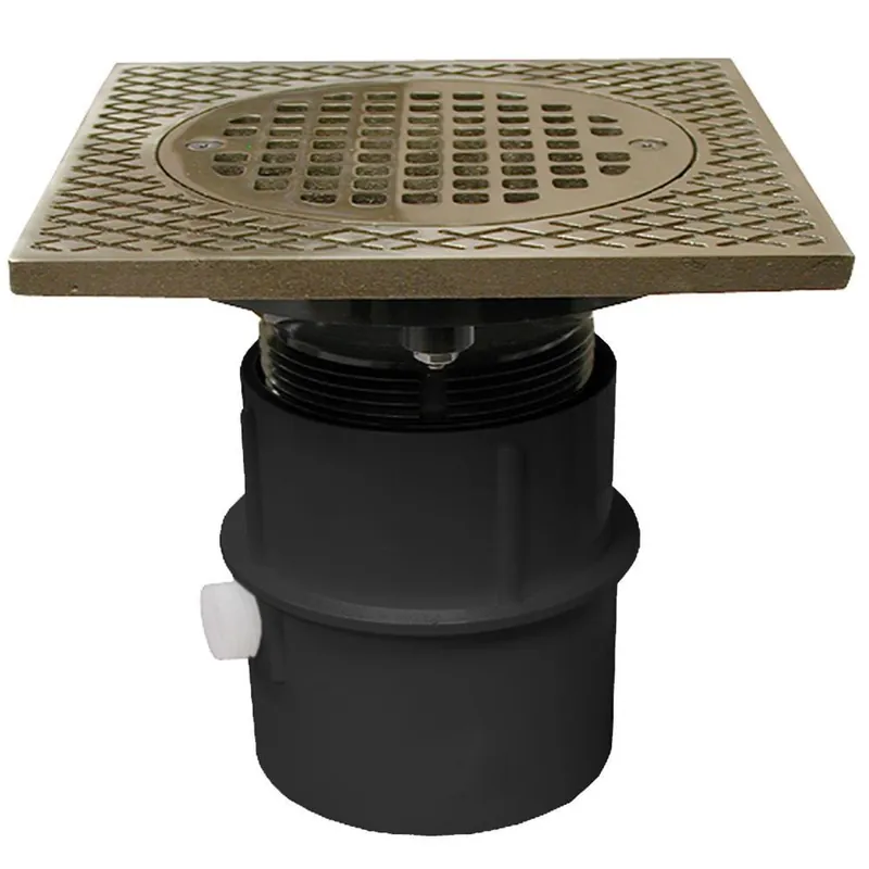 Jones Stephens D53260 3 in PVC Over Pipe Fit Drain Base with 3 in Plastic Spud and 5 in Nickel Bronze Strainer