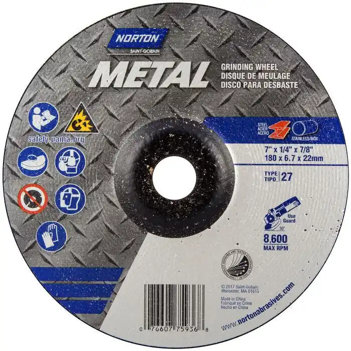 Norton 66252843607 Aluminum Oxide T27 Grinding Wheel 24 Grit