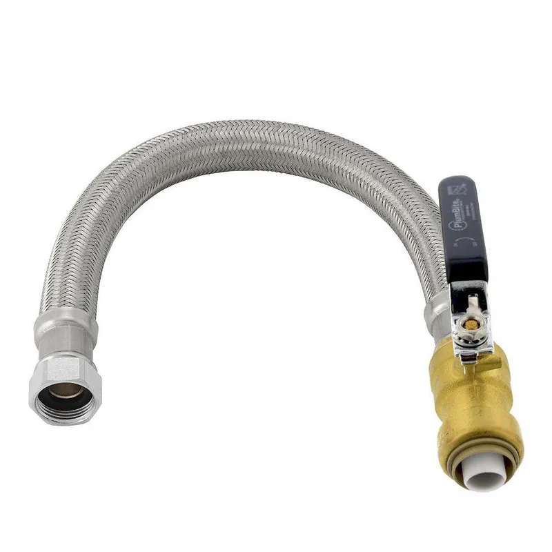 Jones Stephens C76616LF Plumbite 1/2 x 3/4 FIP x 18 in. Push On Water Heater Connector with Ball Valve