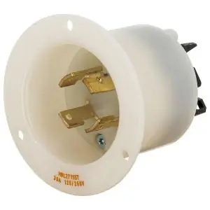 Hubbell Wiring HBL2715ST Locking Devices Twist-Lock Industrial Insulgrip Flanged Inlet 30A 125/250V 3-Pole 4-Wire Grounding White