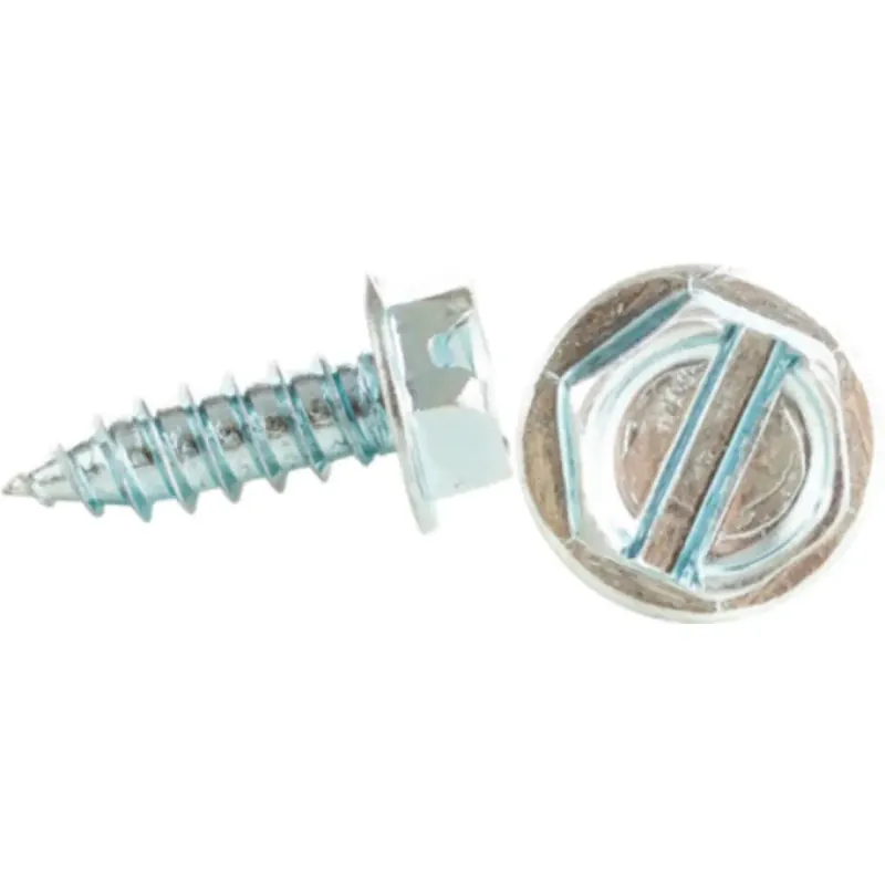 Minerallac 76832J 8 x 2 Sheet Metal Screw, Hex Washer Head, Slotted, Zinc Plated
