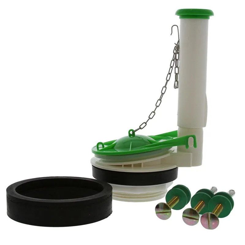 Jones Stephens C05073A 3 in. Plastic Flush Valve with Adjustable Overflow Tube and Flapper, 3 in. Tank to Bowl Gasket, and Brass Plated Tank to Bowl Bolt Set