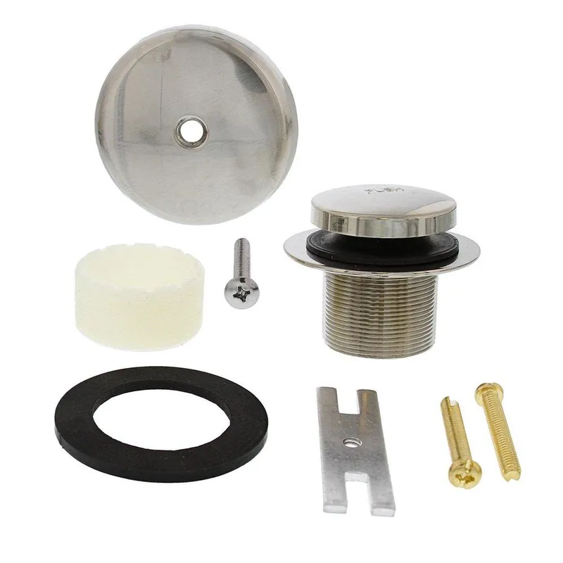 Jones Stephens B51031 Brushed Nickel One-Hole Toe Touch Tub Drain Trim Kit Includes Two-Hole Conversion Bar