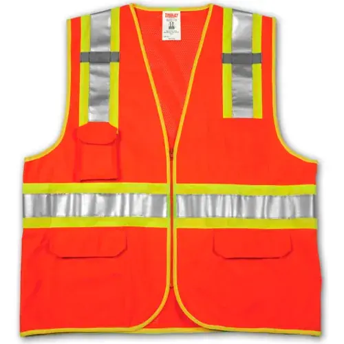 Tingley V73859.L-XL Job Sight Class 2 Surveyor Style Vest Fluorescent Orange L/XL