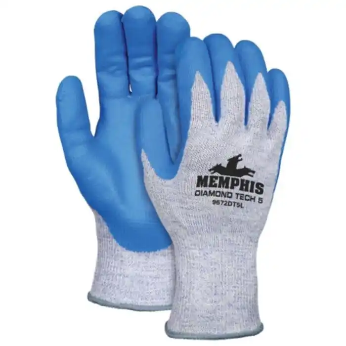MCR Safety 9672DT5L Cut Pro Cut Resistant Work Gloves Nitrile Foam Coat Palm Fingertips Cut A6