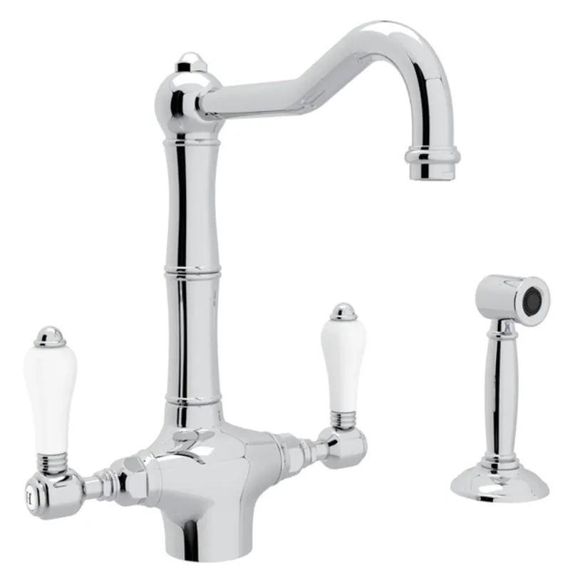Rohl A1679LPWSAPC-2 Acqui® Two Handle Kitchen Faucet With Side Spray in Polished Chrome